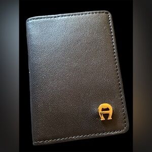 Etienne Aigner Mini Black Leather Address Book Notebook